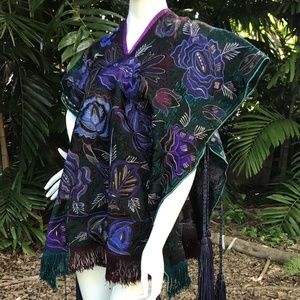 Chinese heavy cotton embroidered poncho